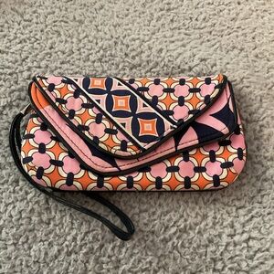 Vera Bradley Pink and Orange Wristlet Bag with Floral Design